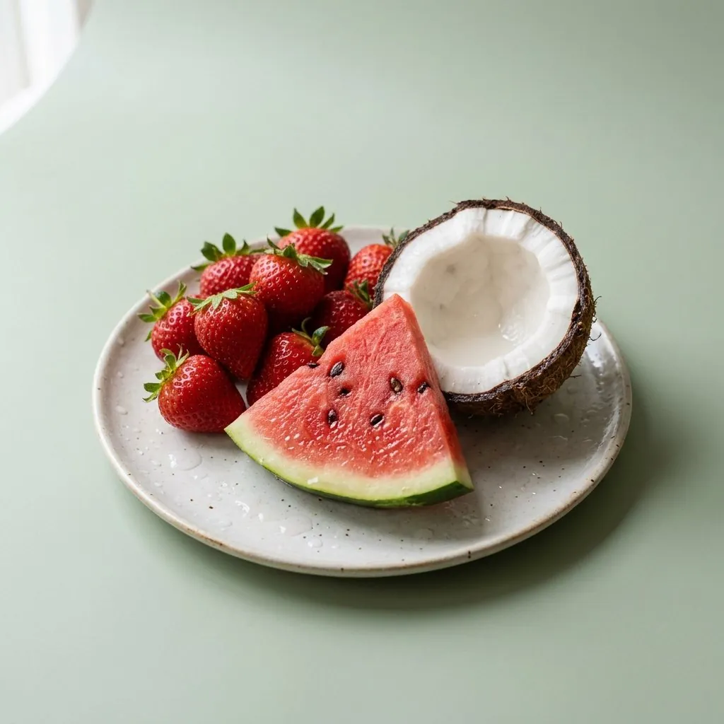 Fresas, sandía y coco